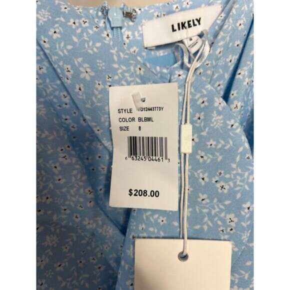 NWT Likely Ruffles Spaghetti Straps Sallie Dress Blue Bell Multicolor Size: 8 - Picture 7 of 9